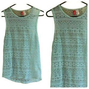 Divided Ladies Sleeveless Aztec BOHO Style Pattern Teal Summer Tank Top Size XS